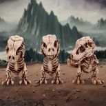 NEMESIS NOW THREE WISE TYRANNOSAURUS REX SKELETONS figure 9.3CM