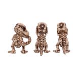 NEMESIS NOW THREE WISE TYRANNOSAURUS REX SKELETONS figure 9.3CM