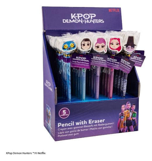 CINEREPLICAS: K-Pop Demon Hunters - serija 1 prodajni display s 30 kosi svinčnikov in radirk (Zoey x 6, Rumi x 6, Mira x 6, Derpy x 6 & Jinu x 6)