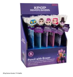 CINEREPLICAS: K-Pop Demon Hunters - serija 1 prodajni display s 30 kosi svinčnikov in radirk (Zoey x 6, Rumi x 6, Mira x 6, Derpy x 6 & Jinu x 6)