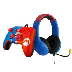 PDP SWITCH 2 & 1 ŽIČNE AIRLITE SLUŠALKE & REMATCH KONTROLER - MARIO BUNDLE