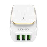 POLNILEC USB LDNIO A3305 220V 3X USB 3,4A + USB C kabel + LED lučka 