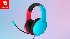TURTLE BEACH NINTENDO SWITCH 2 AIRLITE FIT ŽIČNE SLUŠALKE NEON MODRO RDEČE BARVE