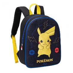 POKEMON - PIKACHU - JUNIOR nahrbtnik 32 cm črne barve