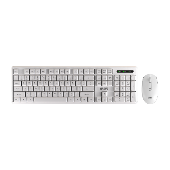MARVO OFFICE WS005 HR WH brezžični komplet tipkovnice in miške bele barve - SLO/HR LAYOUT